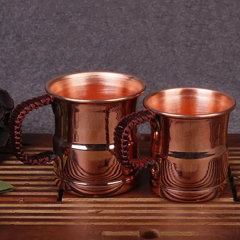 Handcrafted Copper Beer Mug with Weave Handle 400ml Moscow Water Drinkware