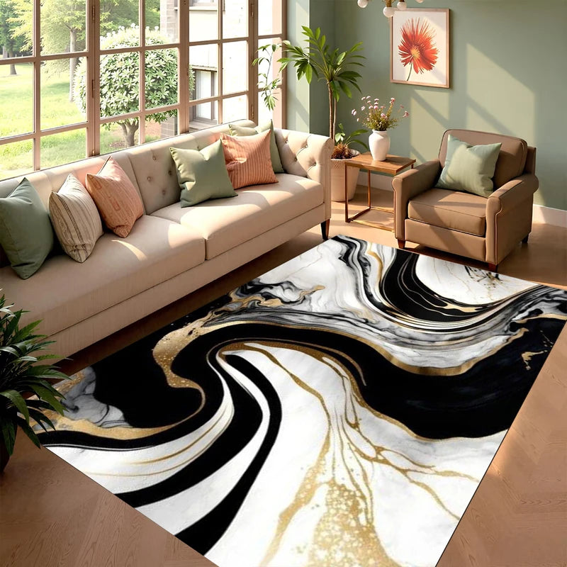 Abstract Modern Area Rugs Non-Slip Floor Carpet for Living Room & Bedroom