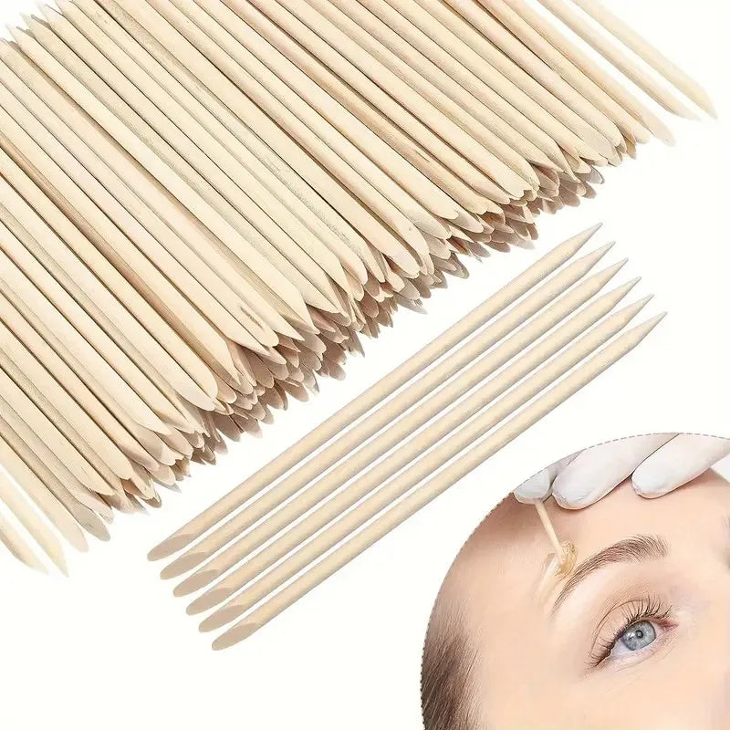 100pcs Wooden Wax Applicator Sticks for Hair Removal - Mini Size, Unscented