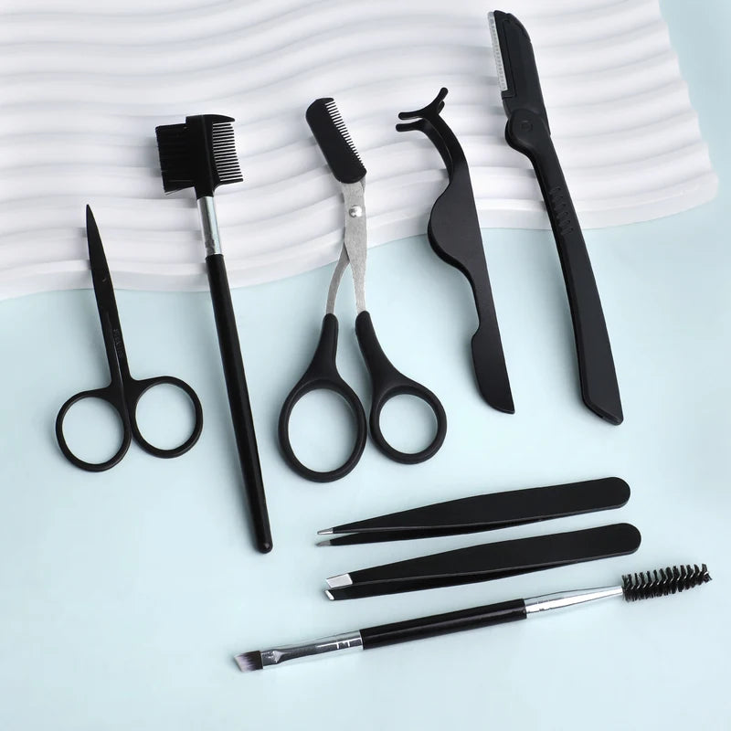 8-Pack Stainless Steel Eyebrow Trimming Tool Set for Men