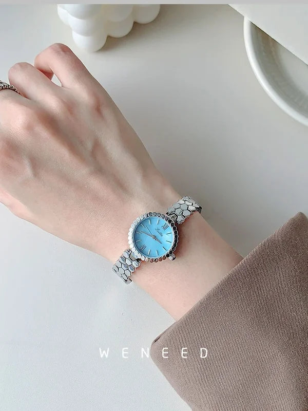 Women’s Vintage Silver Watch with Leather Strap Japanese Quartz Gift for Ladies