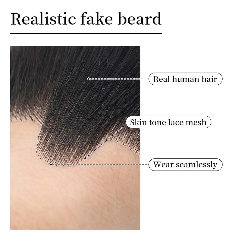 Realistic Full Beard with Human Hair for Costumes and Cosplay - Large Size