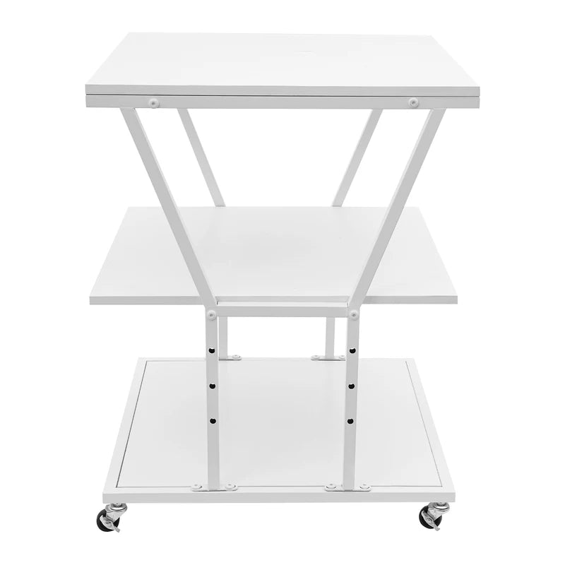 Adjustable 3-Tier Printer Stand with Locking Wheels - Home Office Storage Cart