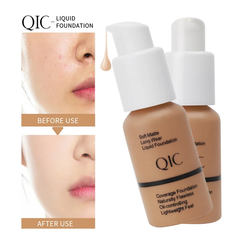 Full-Coverage Matte Liquid Foundation Waterproof Long-Lasting Face Makeup