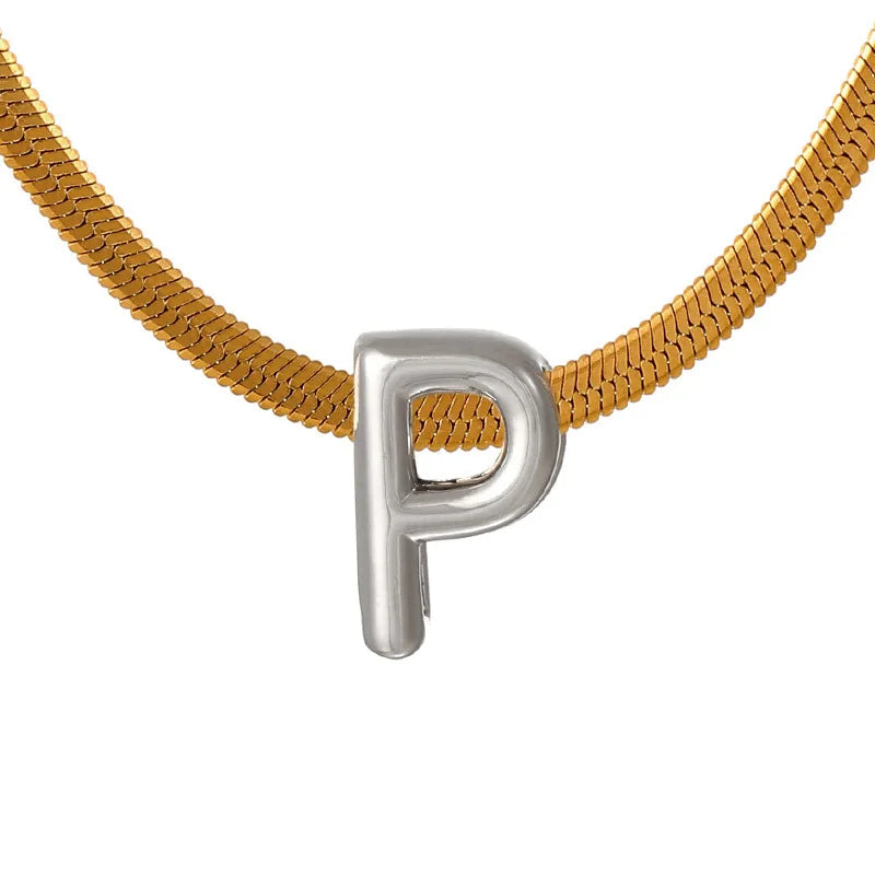 Simple Stainless Steel Letter Necklace for Women - Luxury Waterproof DIY Jewelry