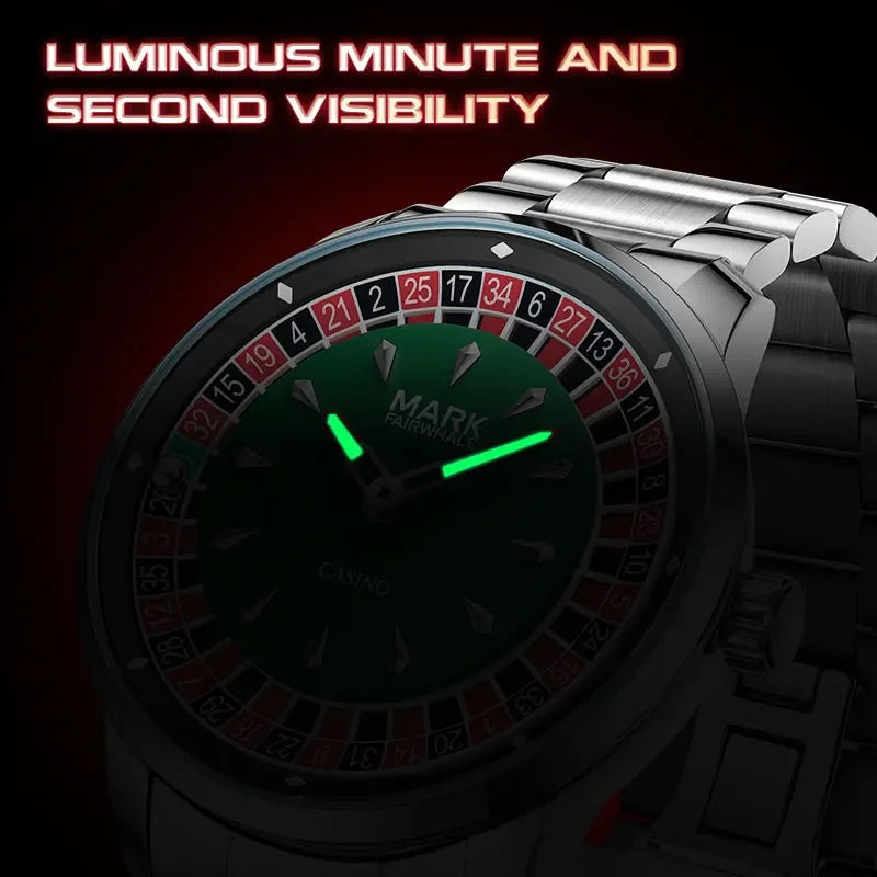 Men's Waterproof Quartz Watch with Steel Strap, 360° Rotating Bezel, 43mm Case