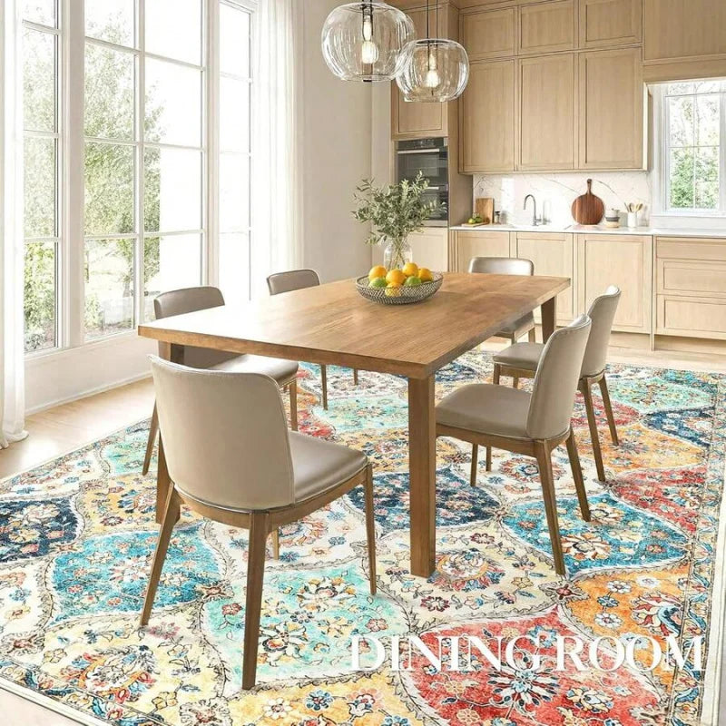 Bohemian Moroccan Style Area Rug Non-Slip Soft Carpet for Living Room Bedroom Home Decor