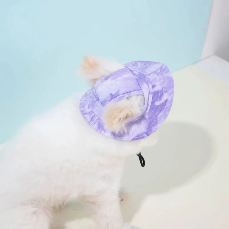 Pets Sun Hat with Ear Holes - Adjustable Baseball Cap for Dogs & Cats - Summer Outdoor Pet Accessory