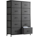 10-Drawer Fabric Bedside Storage Cabinet with Steel Frame for Bedroom and Living Room
