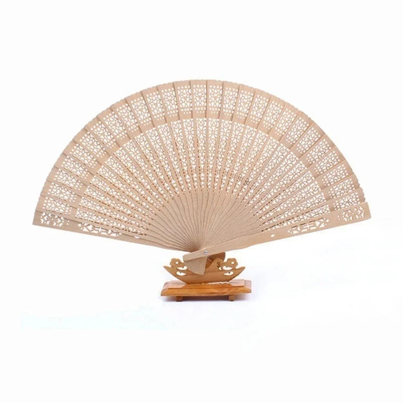 Sandalwood Folding Wooden Hand Fan 20cm - Decorative & Cooling Accessory