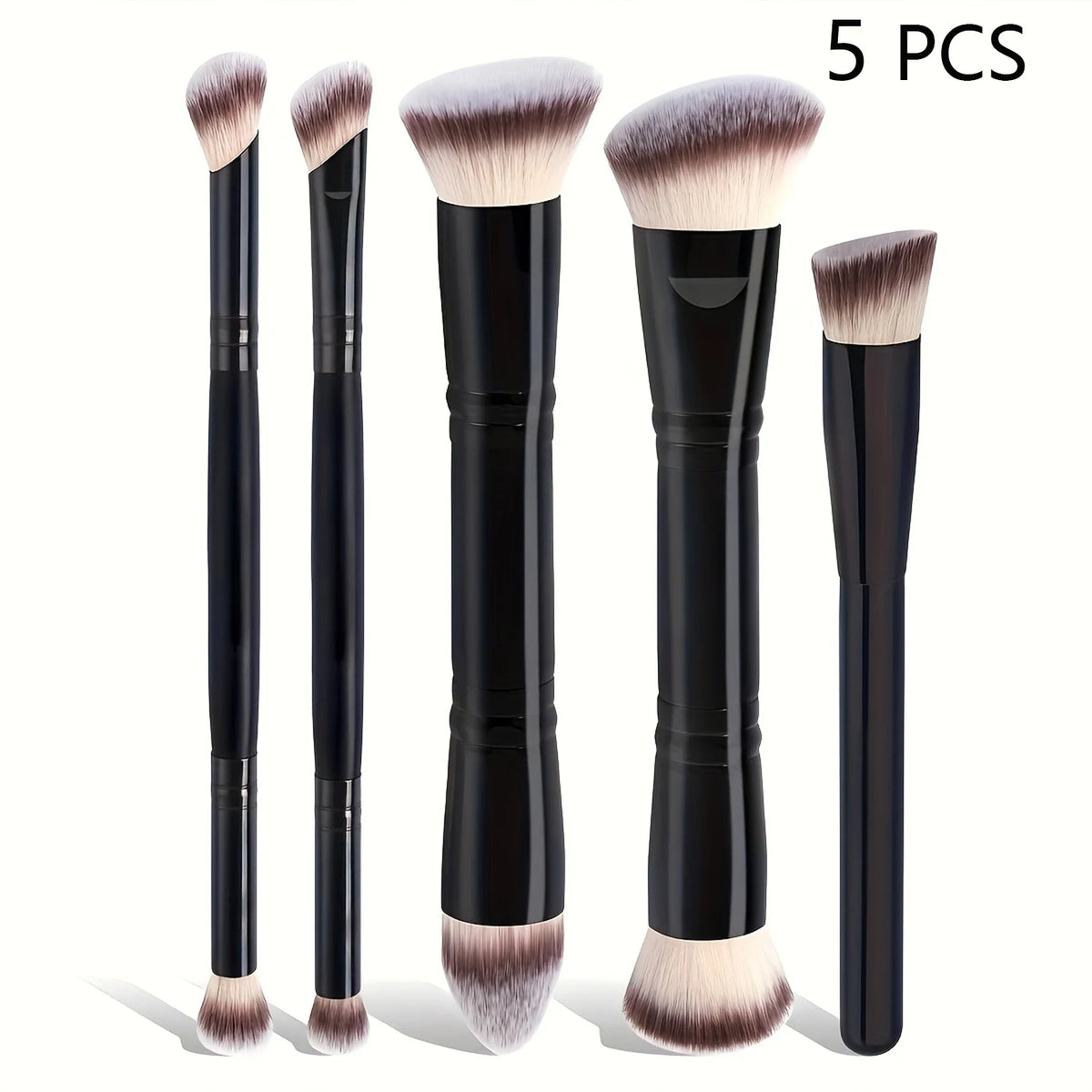 5-Piece Double-Ended Makeup Brush Set - Soft, Cruelty-Free, Vegan