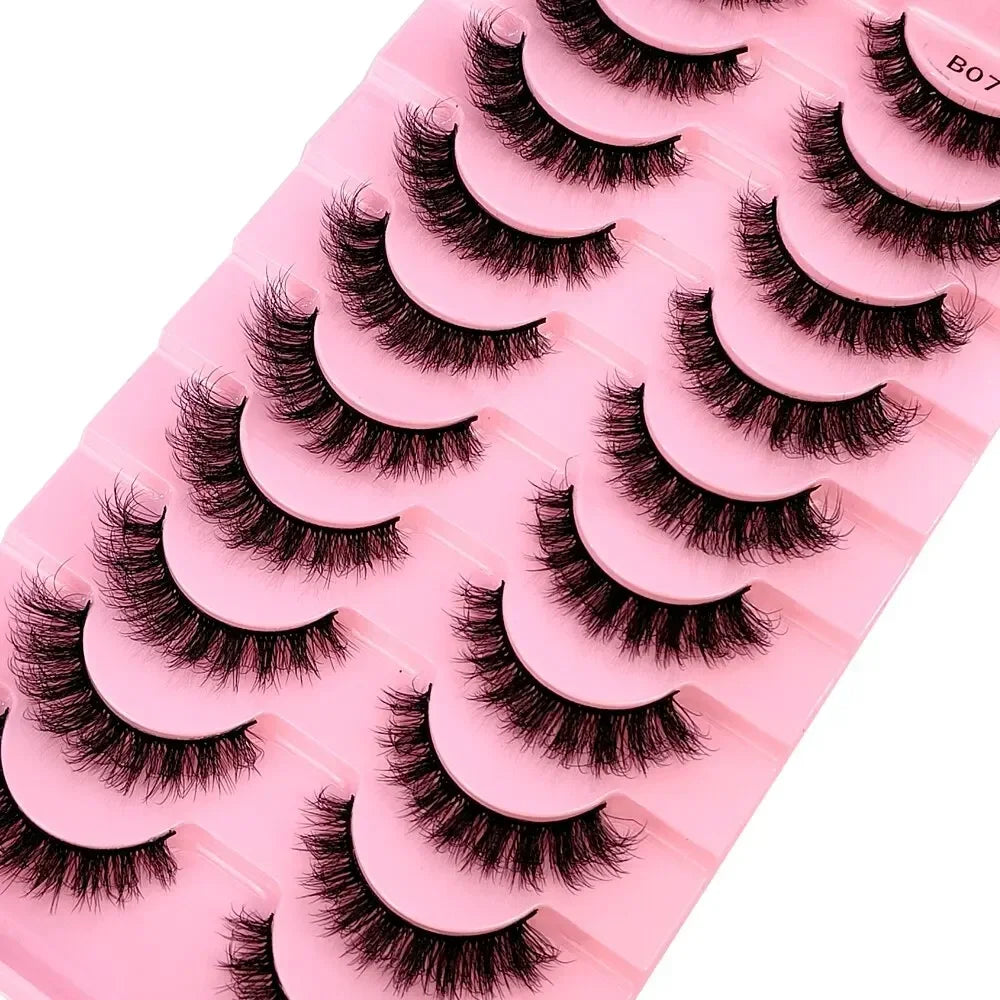 False Eyelash 10 Pairs Faux Mink Fluffy Dramatic Wispy Makeup Tools