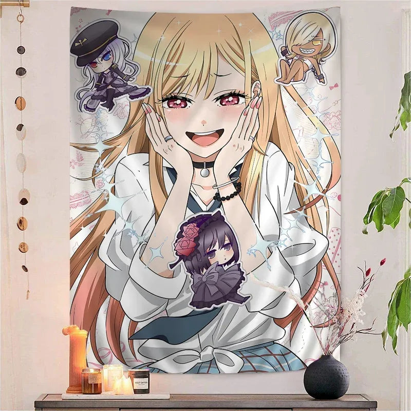 Anime Girl Tapestry Wall Art for Bedroom Dorm Living Room Decor - Vibrant Pop Art