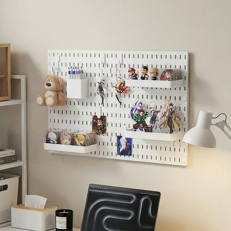 Pegboard Wall Organizer with Shelves for Office & Study Room - Tool-Free, Scratch-Resistant, Easy to Install