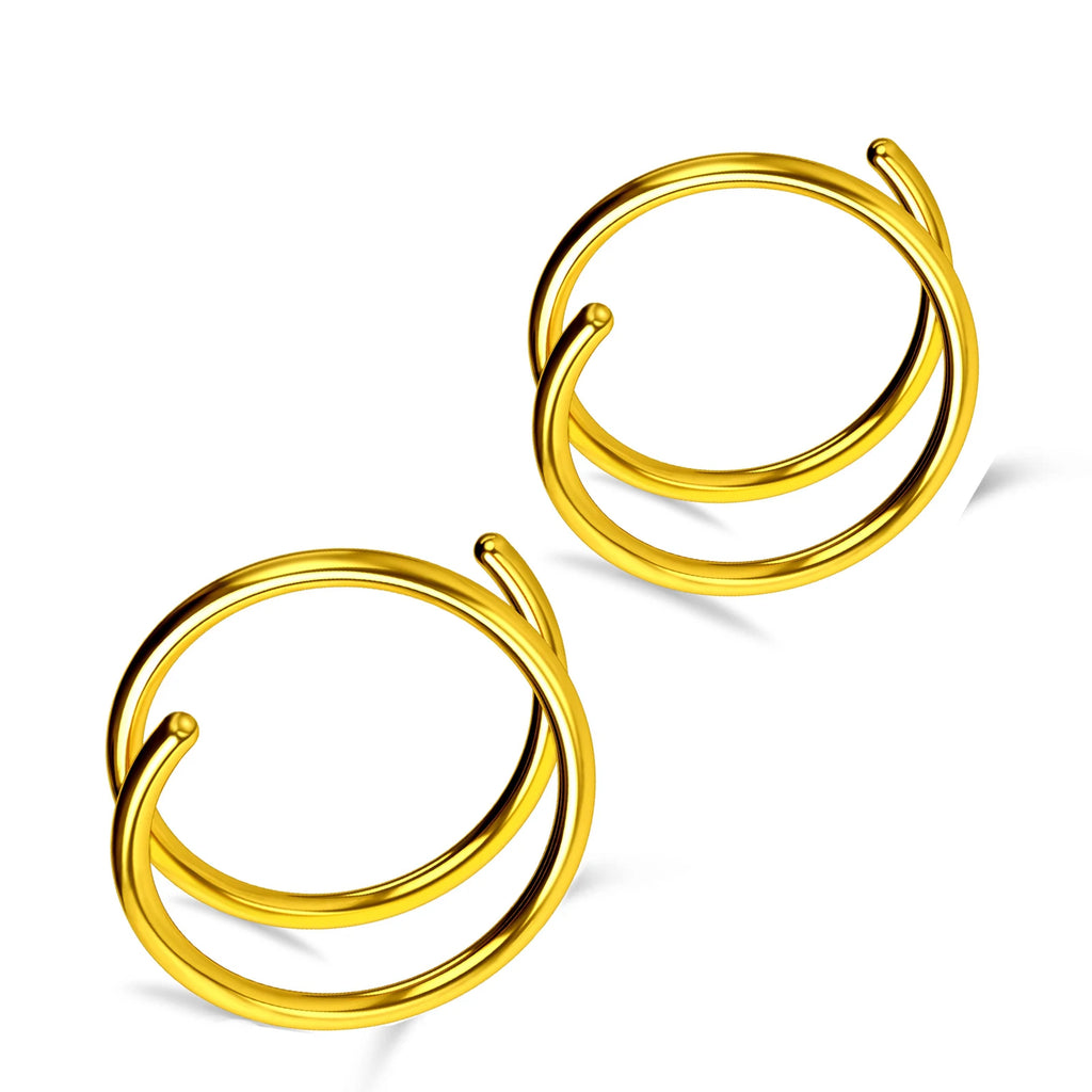 2pcs Double Nose Hoop Ring Twist Lip Cartilage Earrings for Men and Women