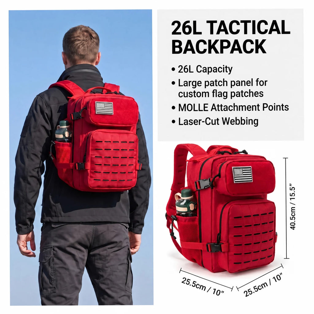 26L Tactical Backpack Men Women Outdoor Survival Hiking Rucksack with Dual Cup Holders