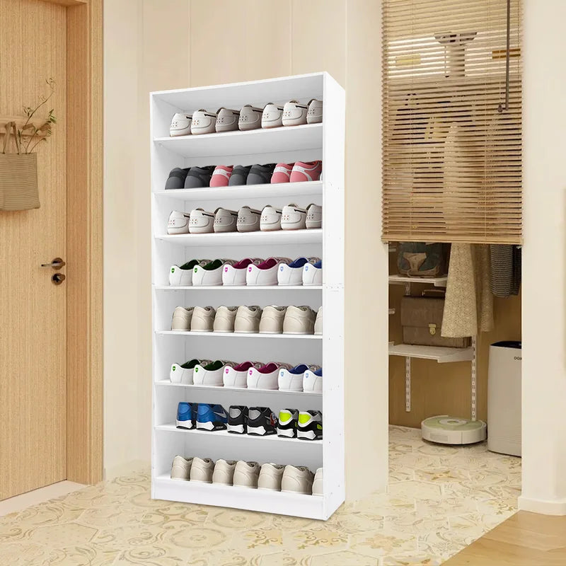 80cm Shoe Organizer with 8 Tiers - White or Black Storage Cabinet for Shoes