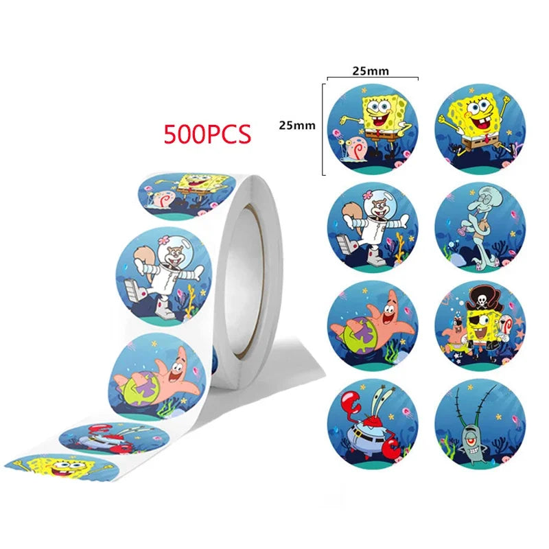 SpongeBob SquarePants Sticker Set - 500 Cartoon Anime Decals for Kids Luggage and Stationery