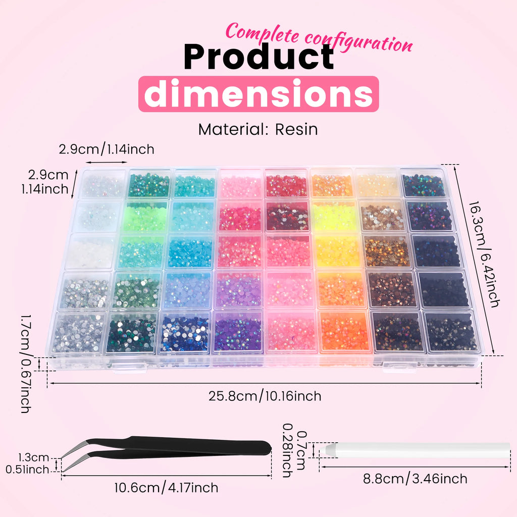 60/40 Colors Resin Jelly Rhinestones Kit for Nail Art & Crafting - Flatback Gems