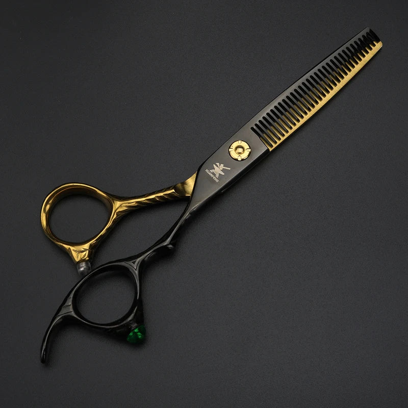 6-Inch Hair Cutting & Thinning Scissors Professional Salon Hair Shears - Black & Green Handles