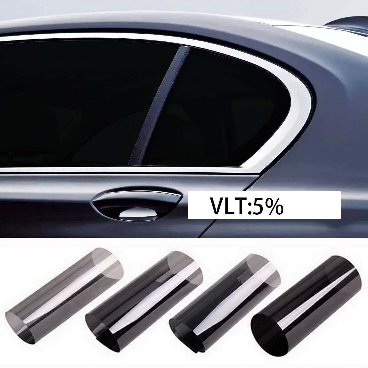 Black Privacy Window Film - Heat Rejection UV Blocking Static Cling for Car & Home
