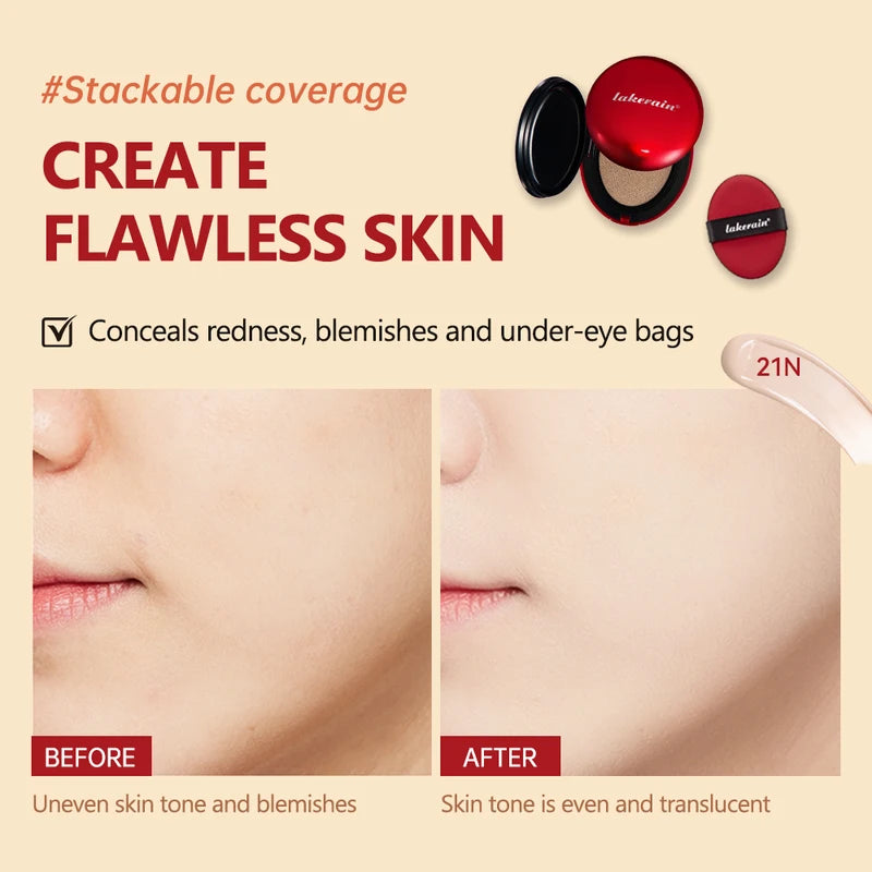 Waterproof Air Cushion Foundation with SPF - Full Coverage, Lightweight, Long-Lasting Makeup
