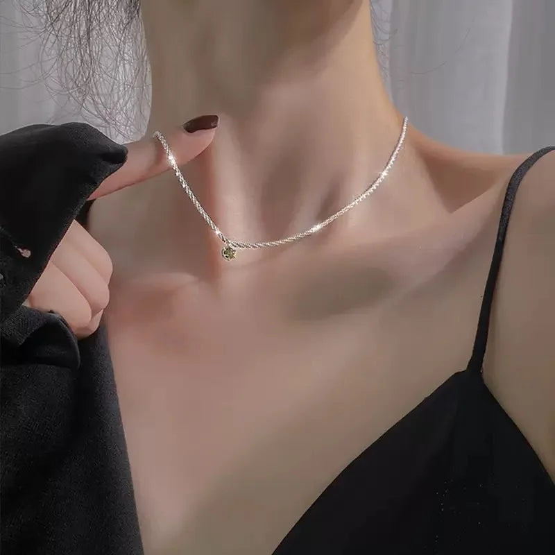 Sterling Silver Plated Necklace with AAA Zircon Clavicle Chain for Women - Wedding Jewelry
