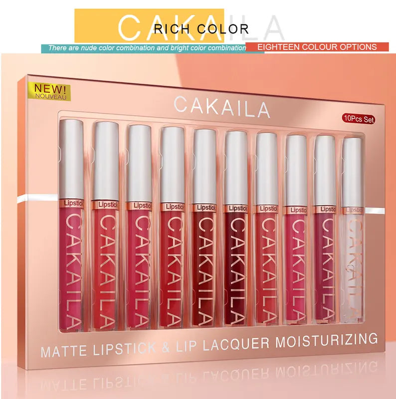 Matte Lipstick & Lip Gloss Set - Long-Lasting Waterproof Non-Fading