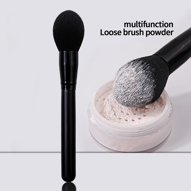 Black Makeup Brush Set - Soft Fluffy Face Powder, Blush & Highlighter Brush