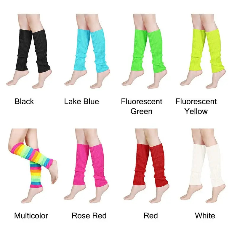 Neon Ribbed Leg Warmers for Women & Girls - Y2K Party, Lolita, Sports & Yoga