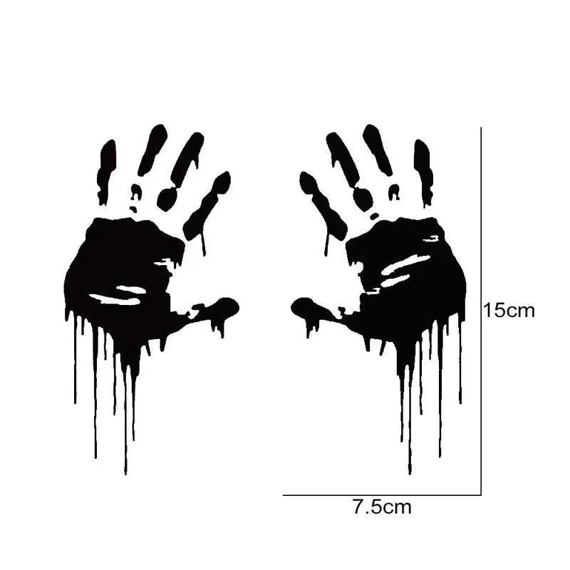 Pair Bloody Handprints Horror Car Stickers Vinyl Decals for Vehicles & Laptop