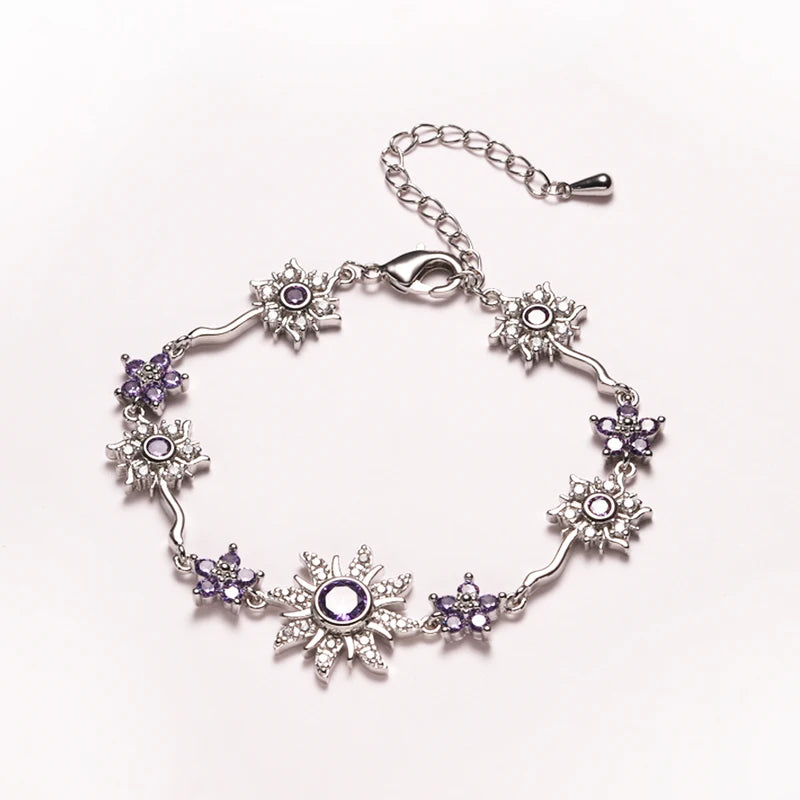 Sunflower Jewelry Bracelet with Zirconia - Holiday Gift for Travel & Outings