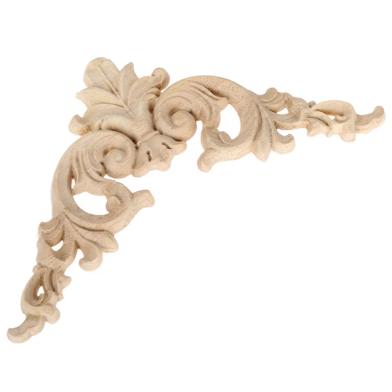Wooden Corner Wall Decal Set - European Style Oak Flower & Branch Decor for Cabinets & Doors