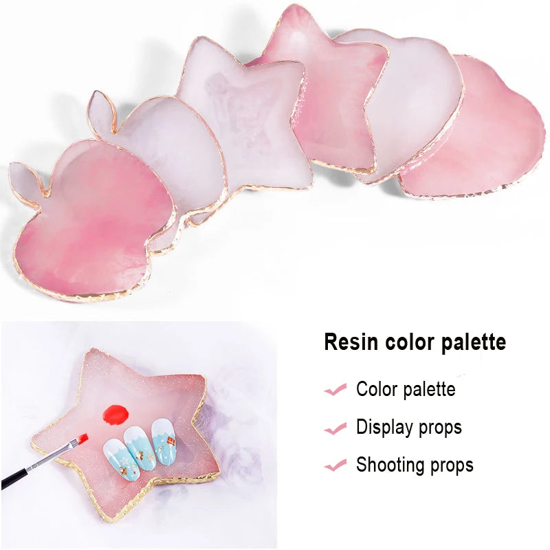 Luxury Nail Art Palette with Natural Resin Stones for DIY Manicure & Gel Polish Display