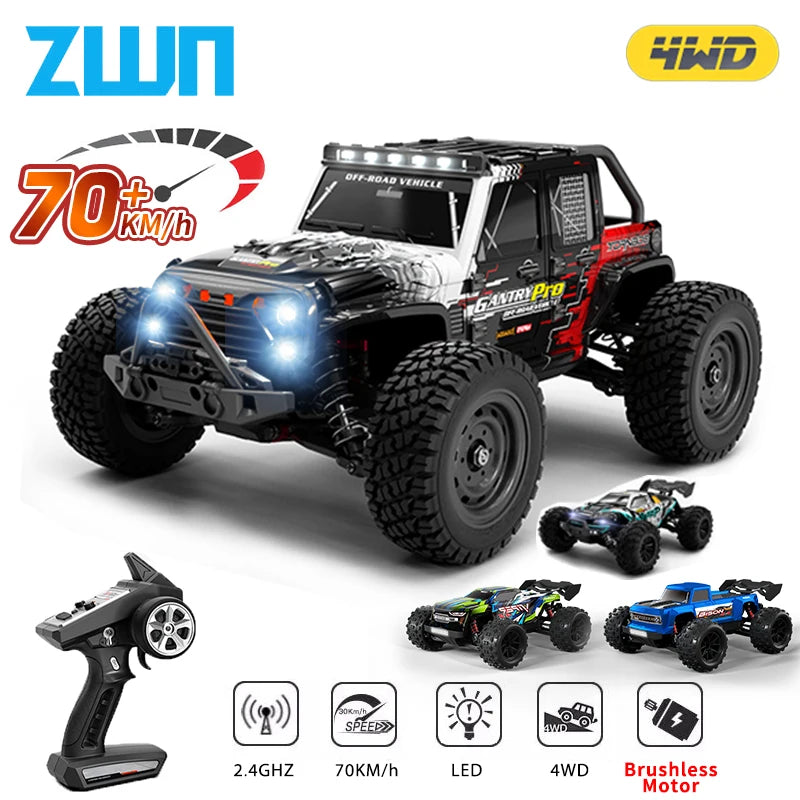 High-Speed 1:16 RC Drift Monster Truck with LED Remote Control, 50KM/H-70KM/H
