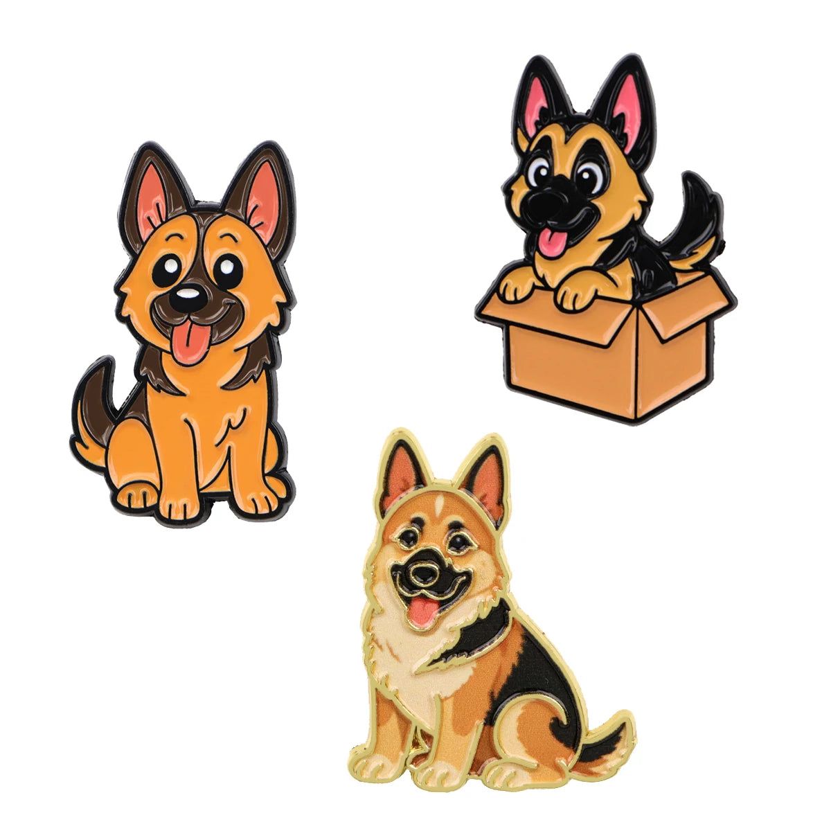 3pcs Cute Dog Enamel Pin Set Animal Brooches Lapel Badges Jewelry Accessories