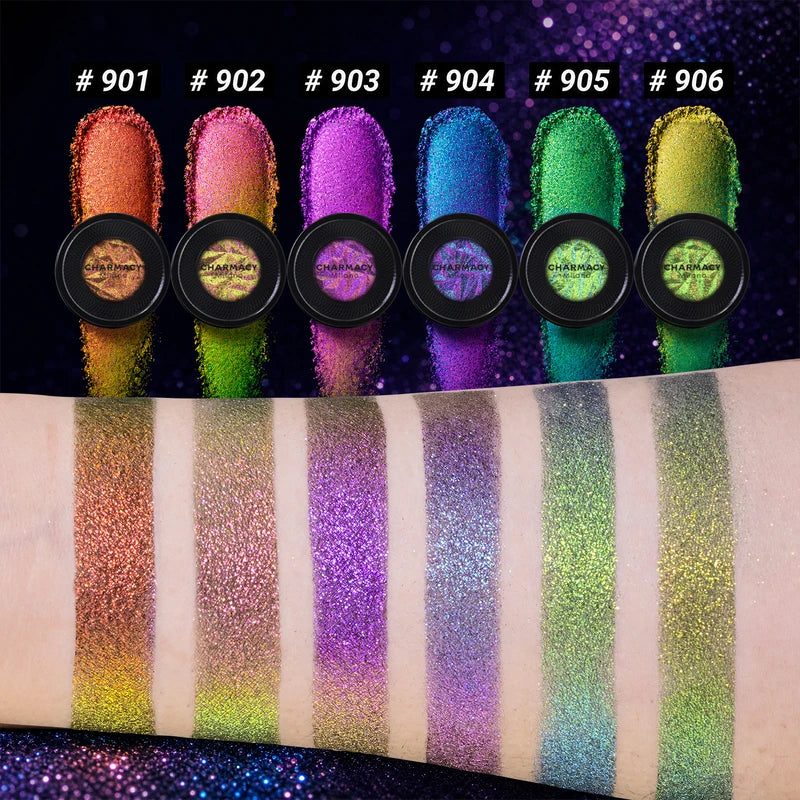 Multichrome Glitter Eyeshadow Set with Primer Long-Lasting High Chrome Pigment