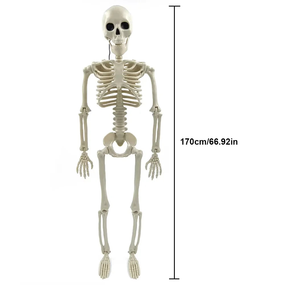 Full Size Movable Skeleton Skeleton Sculpture for Halloween Yard Garden Patio Decor