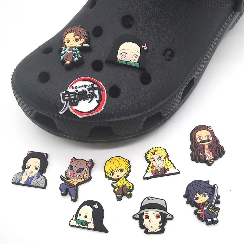 11Pcs Demon Slayer Charm Collection for DIY Sandal Decorations & Crocs Party Gifts