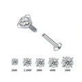 10Pcs Titanium Labret Lip Piercing Body Jewelry with Gem Tops - Multiple Sizes