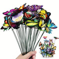 Glow In The Dark Butterfly Stakes - 24 Outdoor Garden Lawn Decor