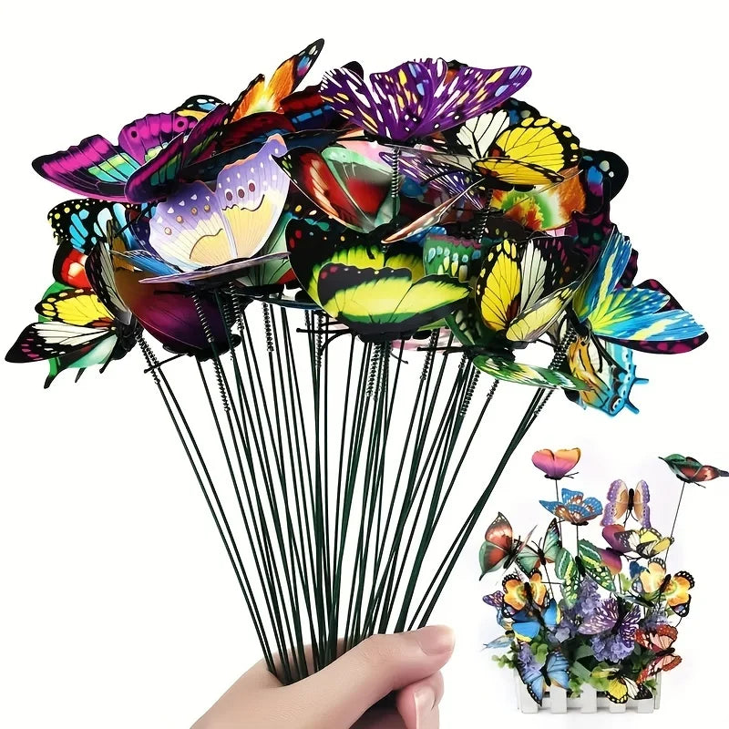Glow In The Dark Butterfly Stakes - 24 Outdoor Garden Lawn Decor