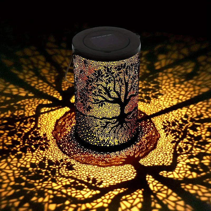 Hanging Solar Lantern Outdoor Waterproof Vintage Metal LED Light