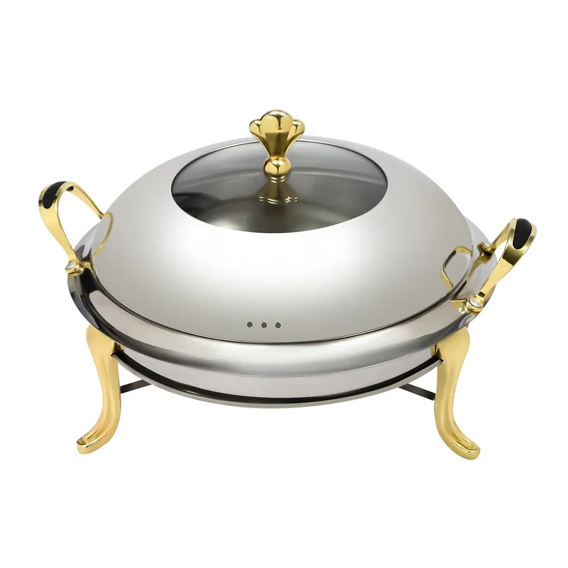 Stainless Steel Food Warmer with Alcohol Burner - 2.5L Buffet Chafing Dish for Catering & Parties