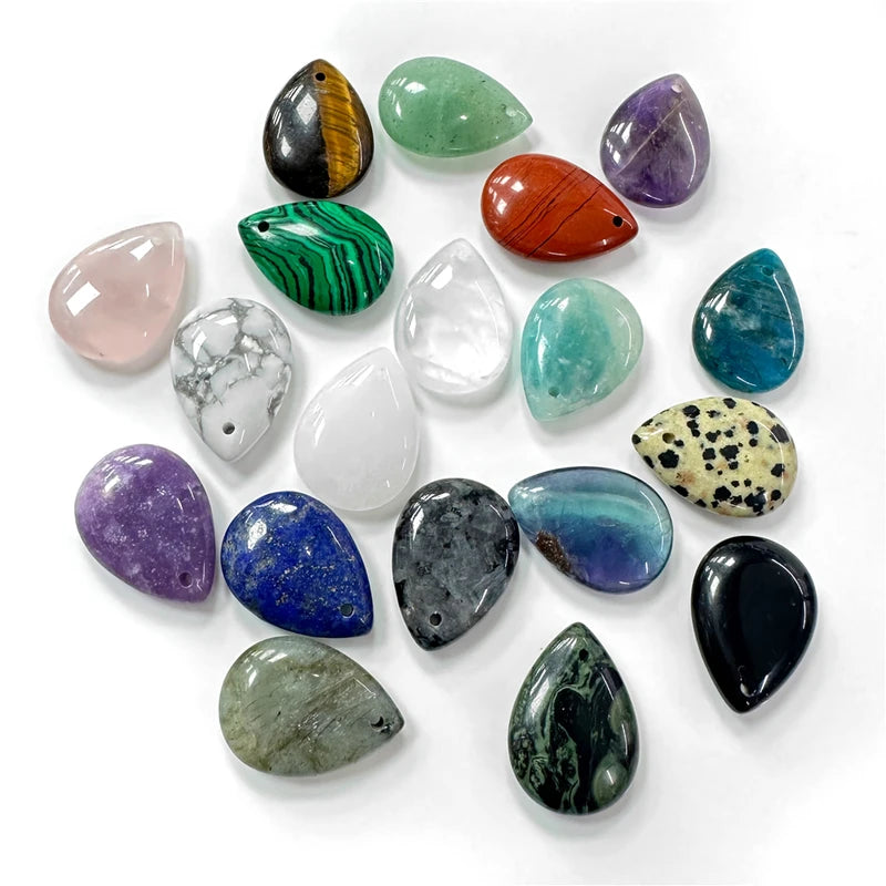 Natural Water Drop Shape Stone Pendant for Jewelry Making - Amethyst, Lapis Lazuli, Obsidian, Quartz Beads