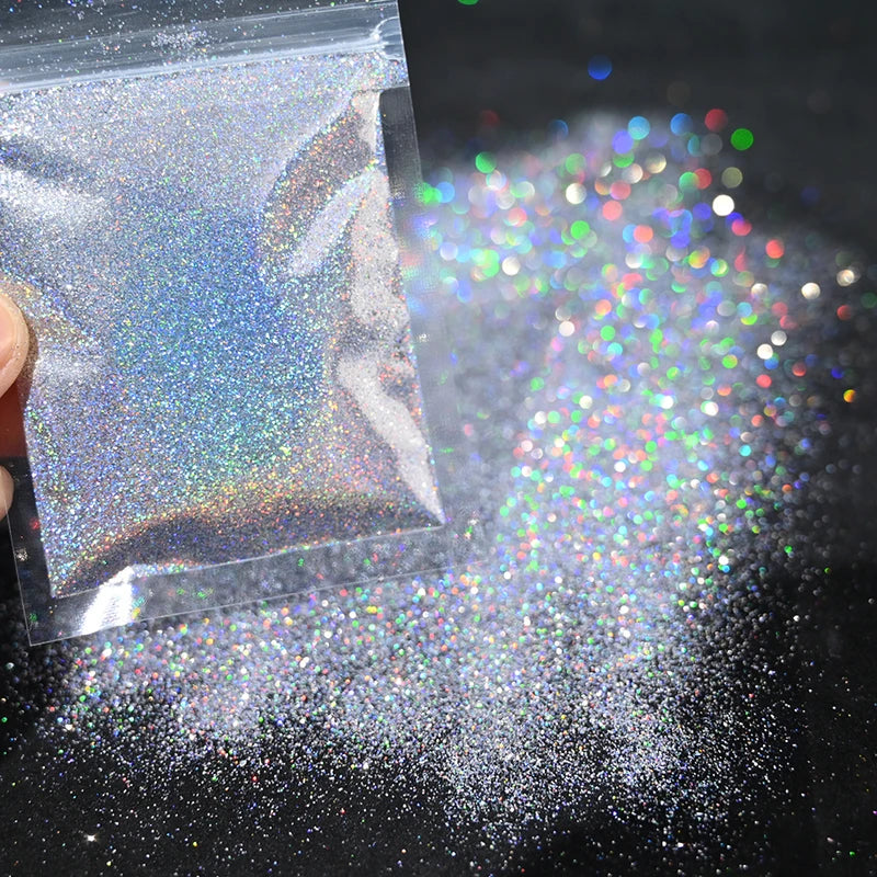 Fine Laser Nail Glitter Powder - Holographic Sparkly Dust for DIY Resin & Nail Art — Multiple Colors