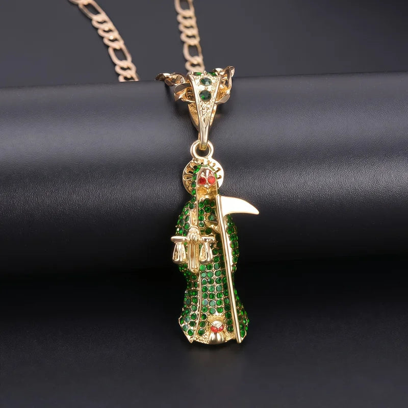 Religious Santa Muerte Pendant Necklace - Unique Spiritual Jewelry