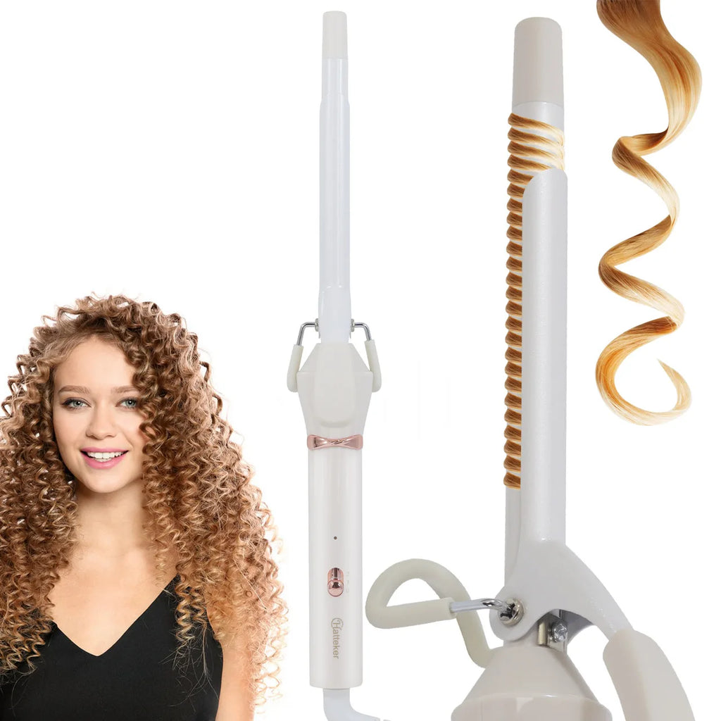 Ceramic Coated 19mm Curling Iron with EU Plug - Hair Styling Tool for Flawless Curls