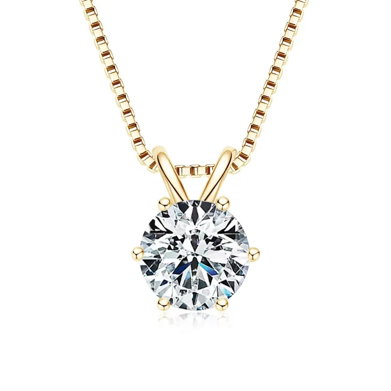 Moissanite Pendant Necklace 0.5ct-5ct in Sterling Silver with Certificate