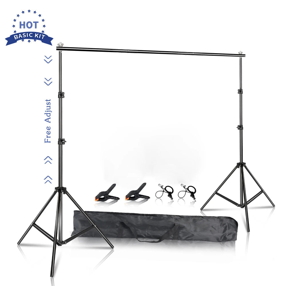 Photography Backdrop Stand Kit with Green Screen Support System and Carry Bag - Adjustable Sizes